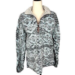 TRUE Grit  1/4 Zip Frosty Tipped Sherpa Stadium Fleece Pullover S EUC